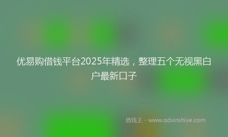优易购借钱平台2025年精选，整理五个无视黑白户最新口子