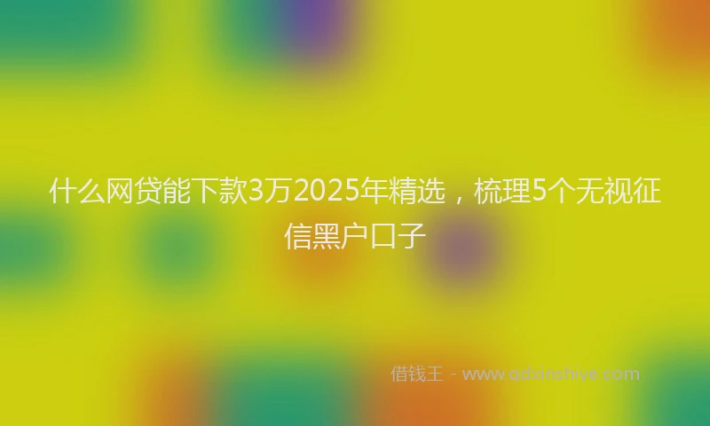 什么网贷能下款3万2025年精选，梳理5个无视征信黑户口子