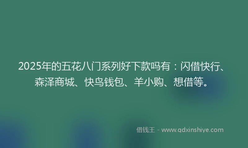 2025年的五花八门系列好下款吗有：闪借快行、森泽商城、快鸟钱包、羊小购、想借等。