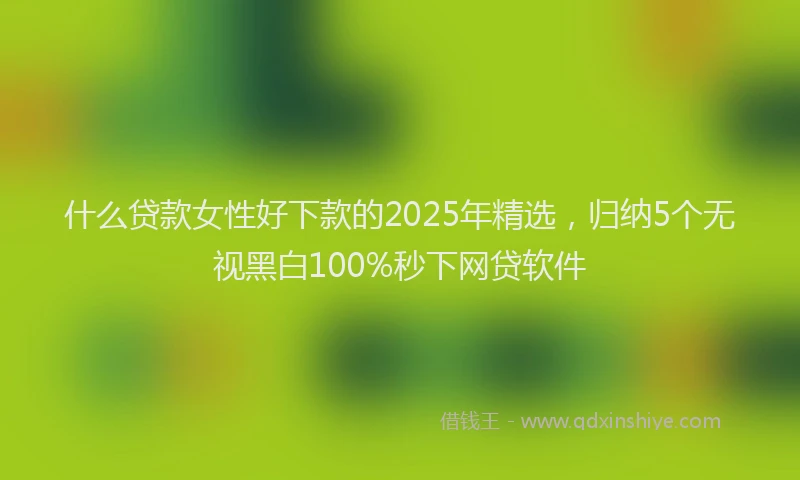 什么贷款女性好下款的2025年精选，归纳5个无视黑白100%秒下网贷软件