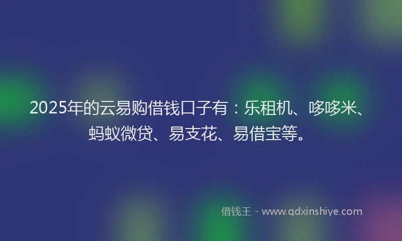 2025年的云易购借钱口子有：乐租机、哆哆米、蚂蚁微贷、易支花、易借宝等。