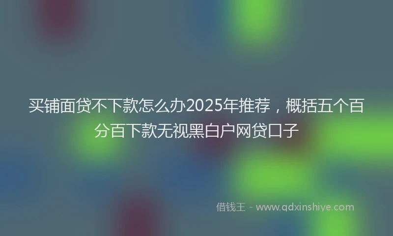 买铺面贷不下款怎么办2025年推荐，概括五个百分百下款无视黑白户网贷口子