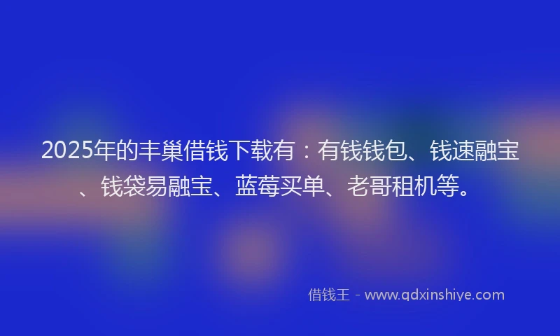 2025年的丰巢借钱下载有：有钱钱包、钱速融宝、钱袋易融宝、蓝莓买单、老哥租机等。