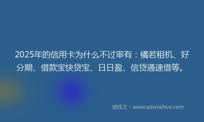 2025年的信用卡为什么不过审有：橘若租机、好分期、借款宝快贷宝、日日盈、信贷通速借等。