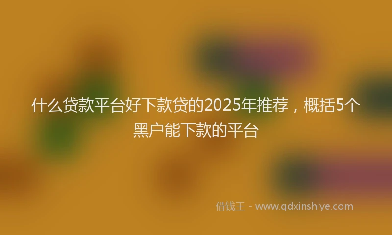 什么贷款平台好下款贷的2025年推荐，概括5个黑户能下款的平台