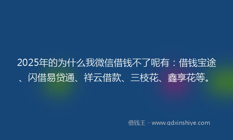 2025年的为什么我微信借钱不了呢有:借钱宝途、闪借易贷通、祥云借款、三枝花、鑫享花等。