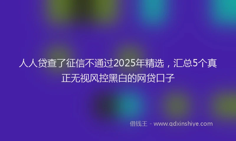 人人贷查了征信不通过2025年精选，汇总5个真正无视风控黑白的网贷口子
