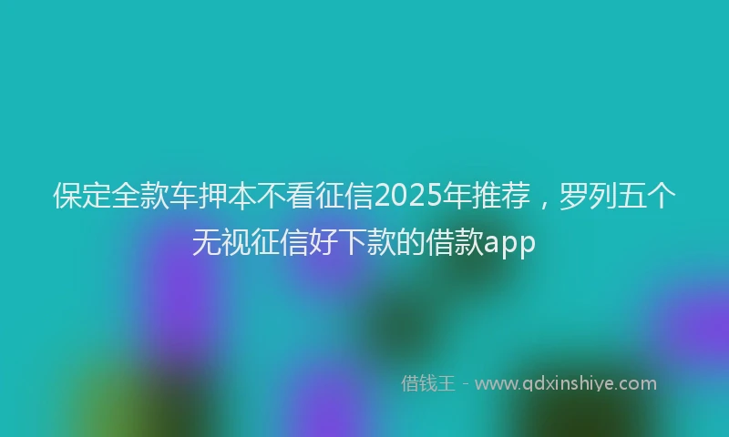 保定全款车押本不看征信2025年推荐，罗列五个无视征信好下款的借款app