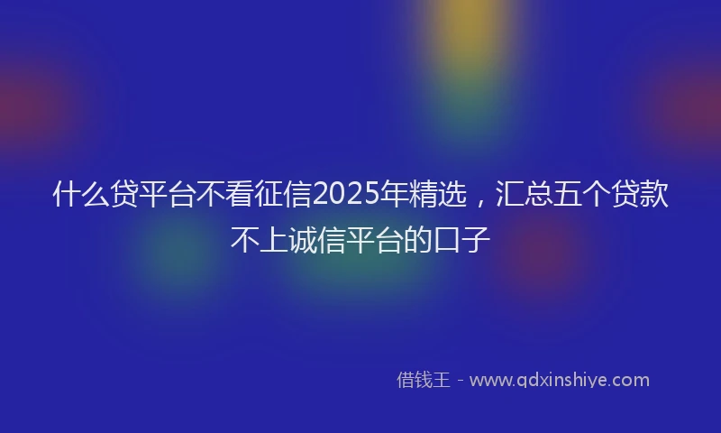什么贷平台不看征信2025年精选,汇总五个贷款不上诚信平台的口子