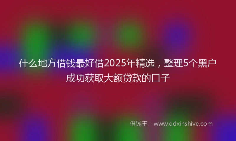 什么地方借钱最好借2025年精选，整理5个黑户成功获取大额贷款的口子