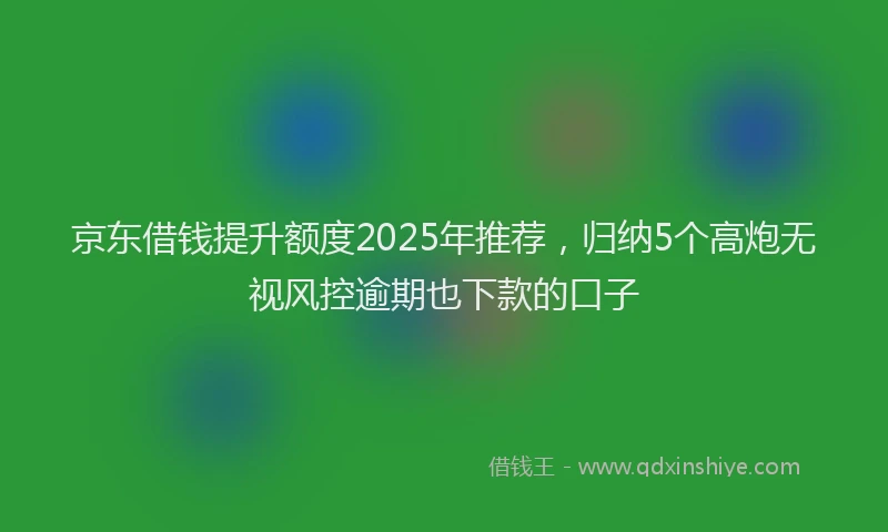 京东借钱提升额度2025年推荐，归纳5个高炮无视风控逾期也下款的口子