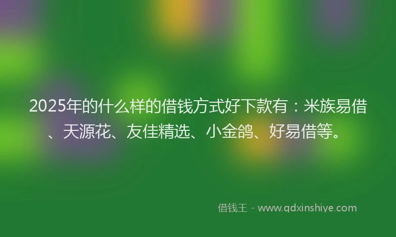 2025年的什么样的借钱方式好下款有：米族易借、天源花、友佳精选、小金鸽、好易借等。