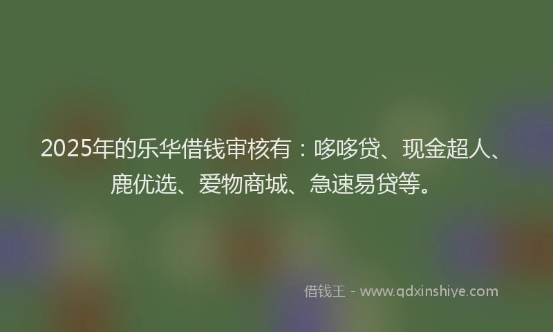 2025年的乐华借钱审核有：哆哆贷、现金超人、鹿优选、爱物商城、急速易贷等。