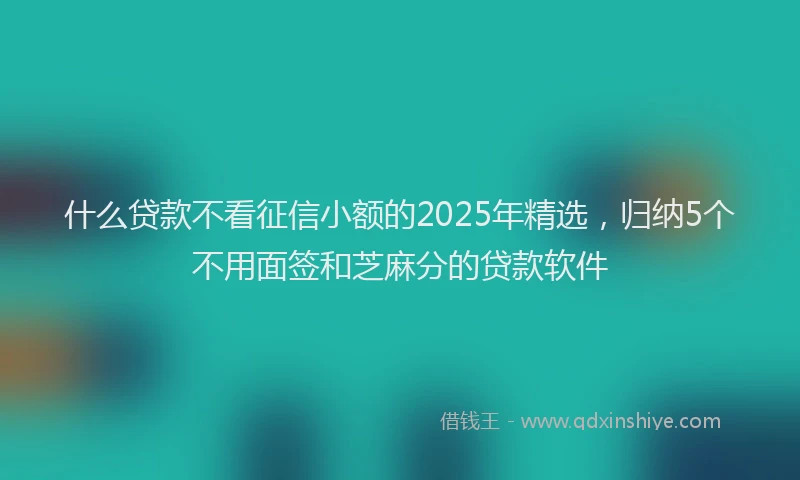 什么贷款不看征信小额的2025年精选，归纳5个不用面签和芝麻分的贷款软件