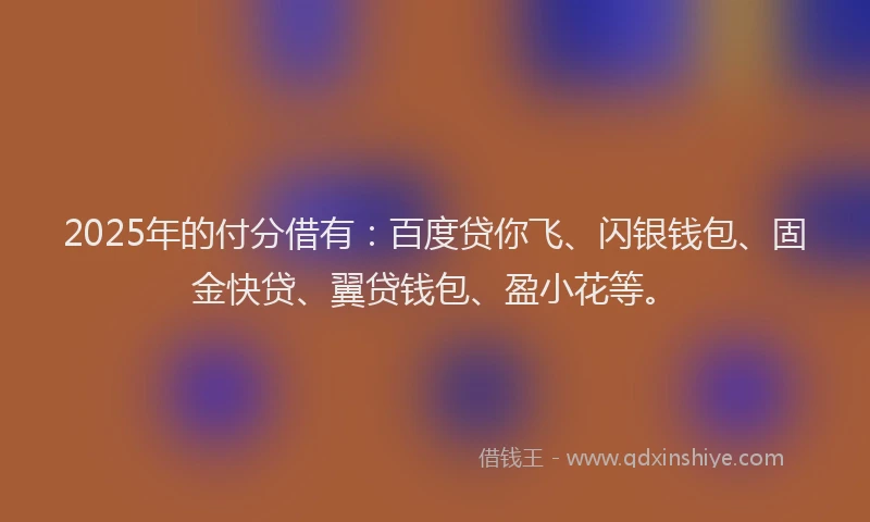 2025年的付分借有：百度贷你飞、闪银钱包、固金快贷、翼贷钱包、盈小花等。