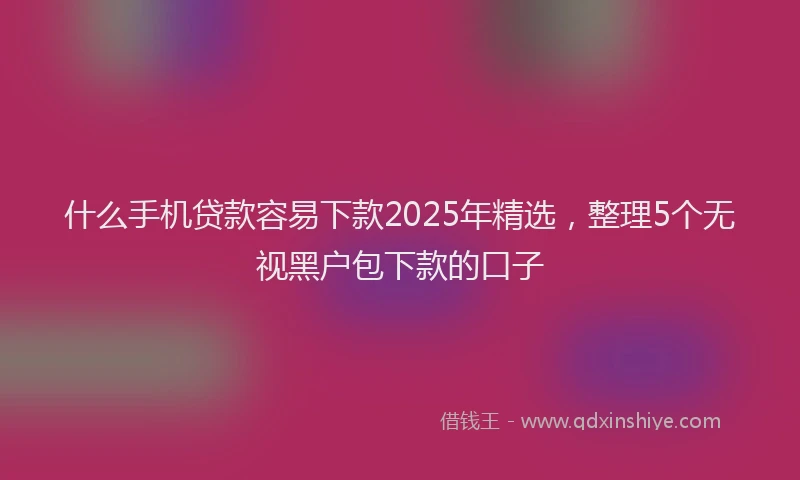 什么手机贷款容易下款2025年精选，整理5个无视黑户包下款的口子