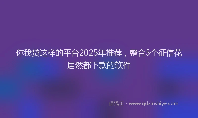 你我贷这样的平台2025年推荐，整合5个征信花居然都下款的软件