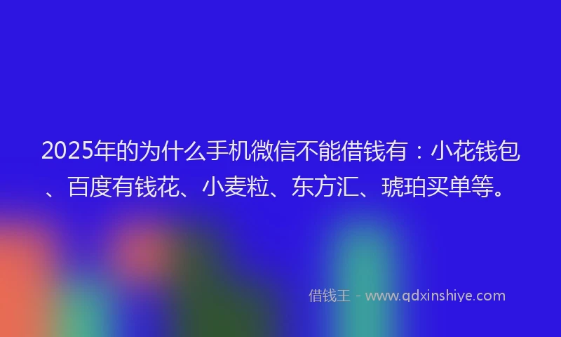 2025年的为什么手机微信不能借钱有：小花钱包、百度有钱花、小麦粒、东方汇、琥珀买单等。