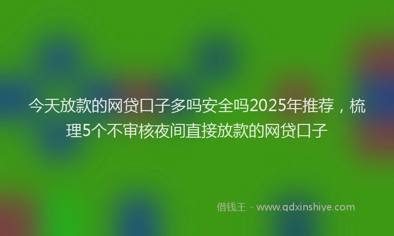 今天放款的网贷口子多吗安全吗2025年推荐，梳理5个不审核夜间直接放款的网贷口子