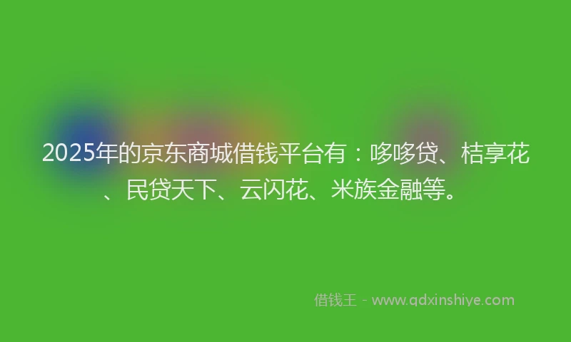 2025年的京东商城借钱平台有：哆哆贷、桔享花、民贷天下、云闪花、米族金融等。