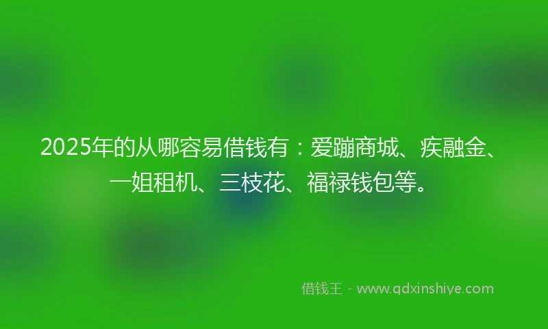 2025年的从哪容易借钱有:爱蹦商城、疾融金、一姐租机、三枝花、福禄钱包等。