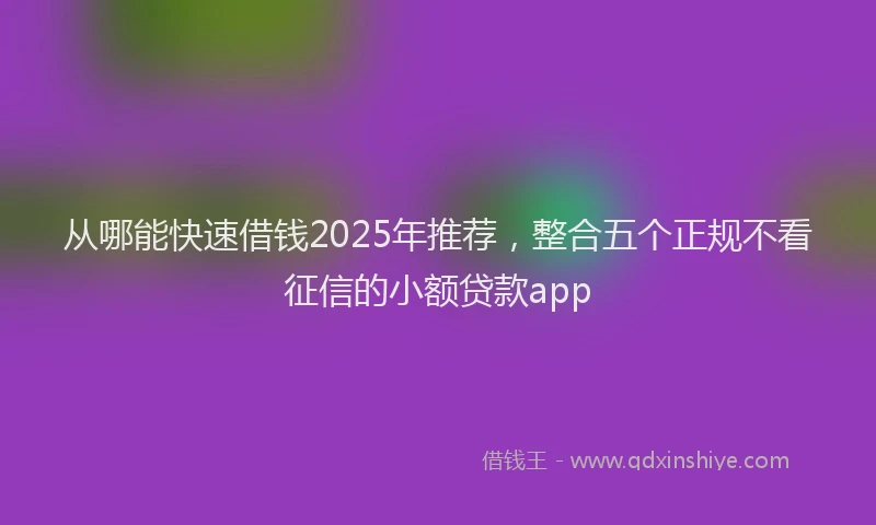 从哪能快速借钱2025年推荐，整合五个正规不看征信的小额贷款app