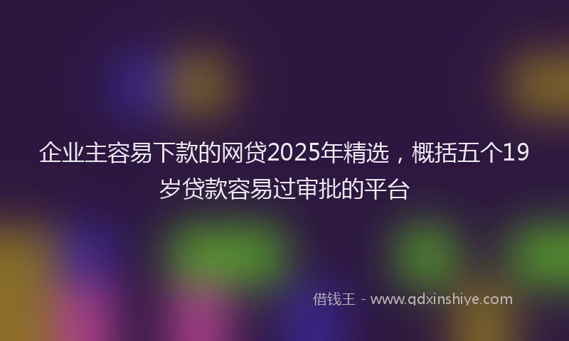 企业主容易下款的网贷2025年精选，概括五个19岁贷款容易过审批的平台