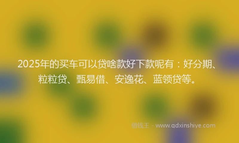 2025年的买车可以贷啥款好下款呢有：好分期、粒粒贷、甄易借、安逸花、蓝领贷等。