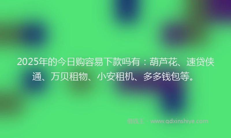 2025年的今日购容易下款吗有:葫芦花、速贷侠通、万贝租物、小安租机、多多钱包等。