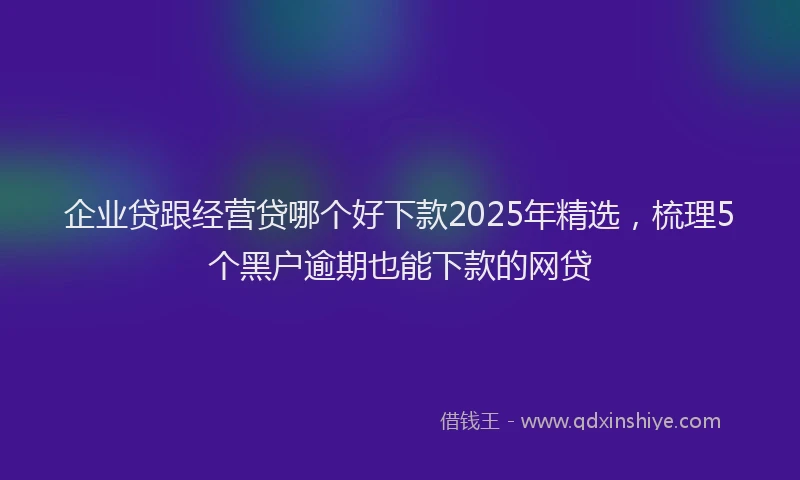 企业贷跟经营贷哪个好下款2025年精选,梳理5个黑户逾期也能下款的网贷