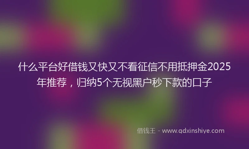 什么平台好借钱又快又不看征信不用抵押金2025年推荐,归纳5个无视黑户秒下款的口子