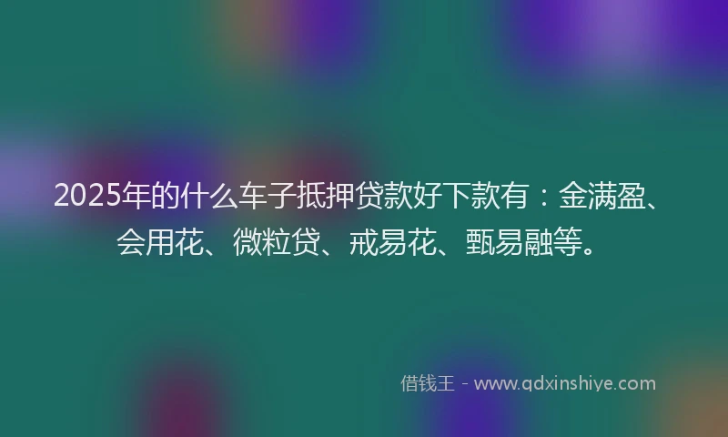 2025年的什么车子抵押贷款好下款有：金满盈、会用花、微粒贷、戒易花、甄易融等。