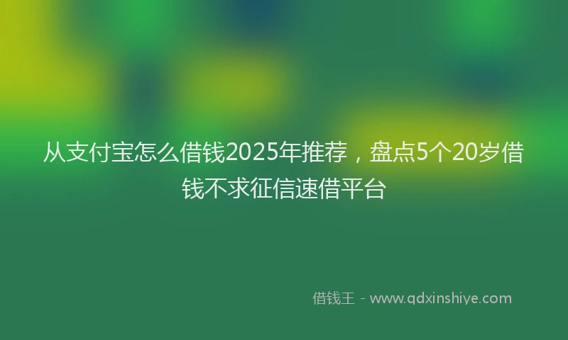 从支付宝怎么借钱2025年推荐，盘点5个20岁借钱不求征信速借平台