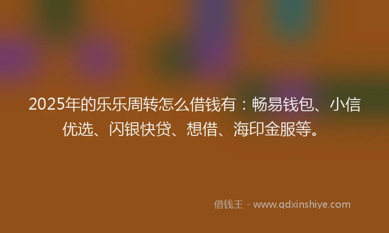 2025年的乐乐周转怎么借钱有：畅易钱包、小信优选、闪银快贷、想借、海印金服等。