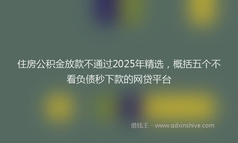 住房公积金放款不通过2025年精选,概括五个不看负债秒下款的网贷平台