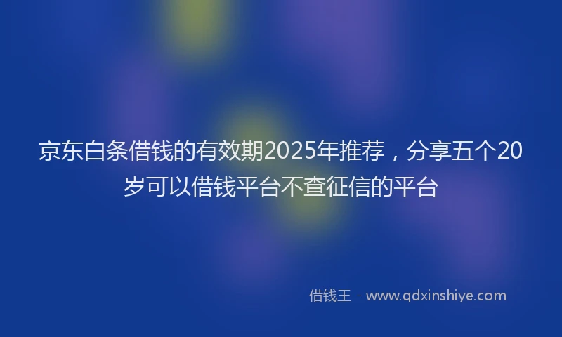 京东白条借钱的有效期2025年推荐，分享五个20岁可以借钱平台不查征信的平台