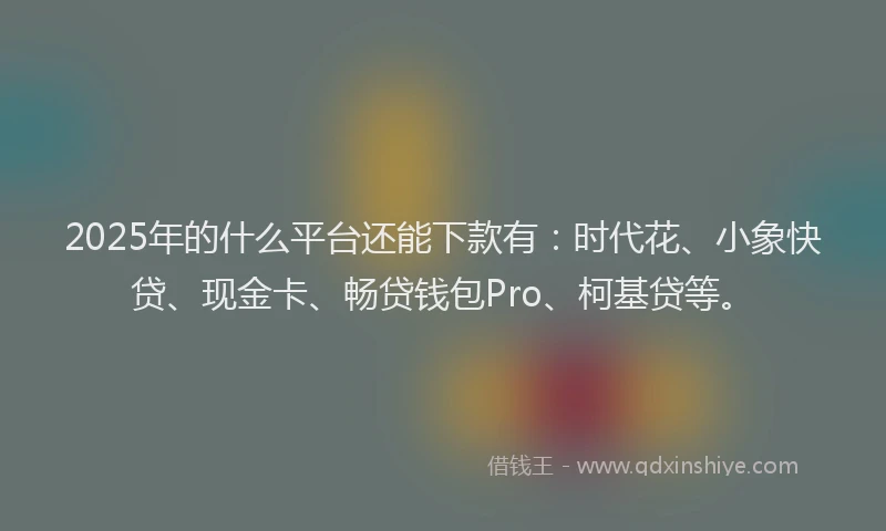 2025年的什么平台还能下款有：时代花、小象快贷、现金卡、畅贷钱包Pro、柯基贷等。