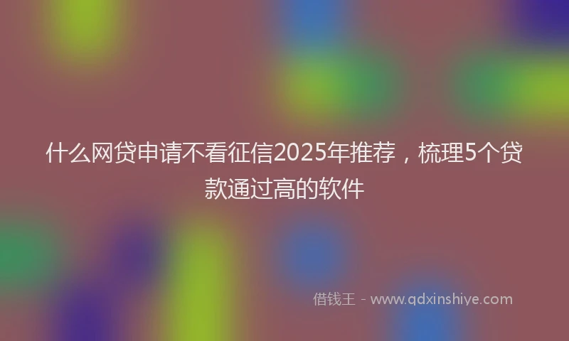 什么网贷申请不看征信2025年推荐，梳理5个贷款通过高的软件
