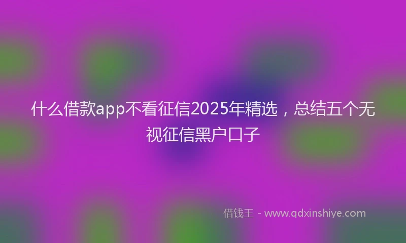 什么借款app不看征信2025年精选，总结五个无视征信黑户口子