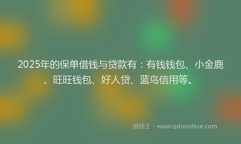 2025年的保单借钱与贷款有：有钱钱包、小金鹿、旺旺钱包、好人贷、蓝鸟信用等。