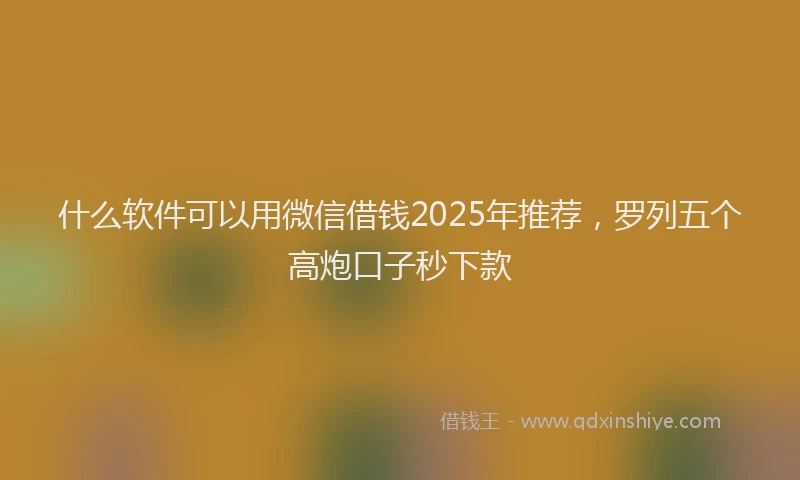什么软件可以用微信借钱2025年推荐，罗列五个高炮口子秒下款