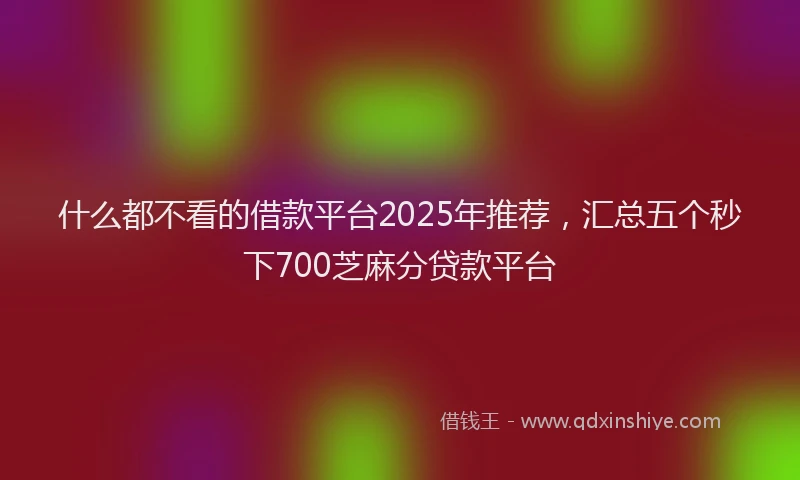 什么都不看的借款平台2025年推荐，汇总五个秒下700芝麻分贷款平台