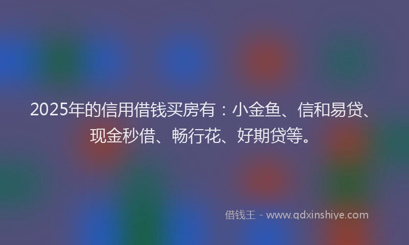 2025年的信用借钱买房有：小金鱼、信和易贷、现金秒借、畅行花、好期贷等。