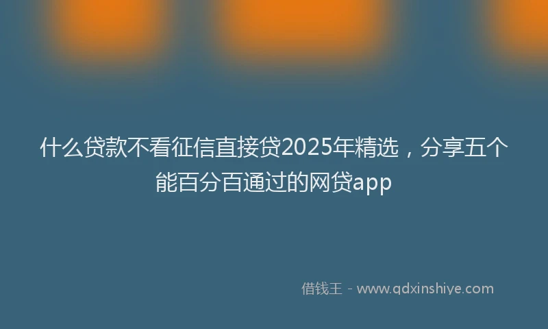 什么贷款不看征信直接贷2025年精选，分享五个能百分百通过的网贷app