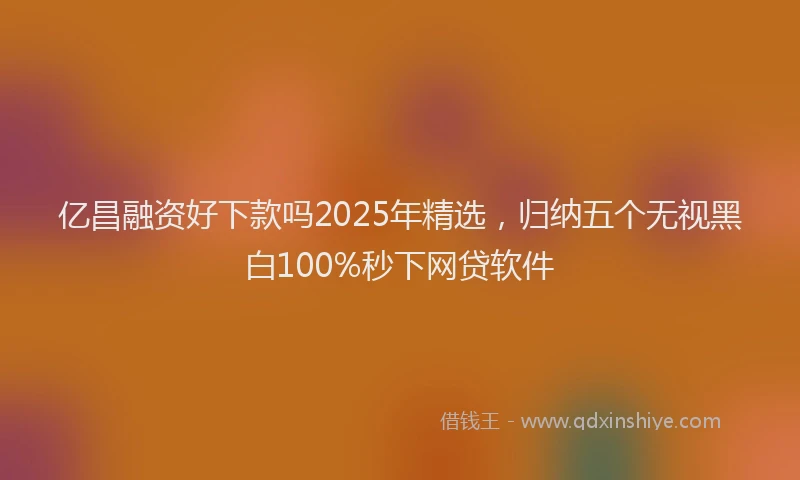 亿昌融资好下款吗2025年精选,归纳五个无视黑白100%秒下网贷软件