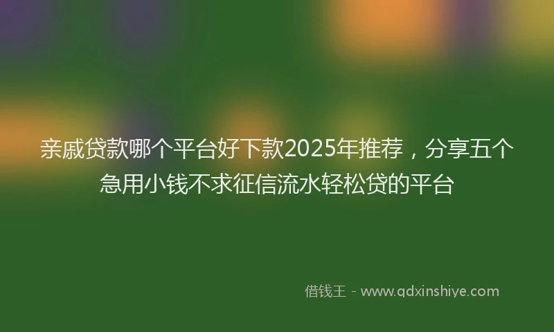 亲戚贷款哪个平台好下款2025年推荐，分享五个急用小钱不求征信流水轻松贷的平台
