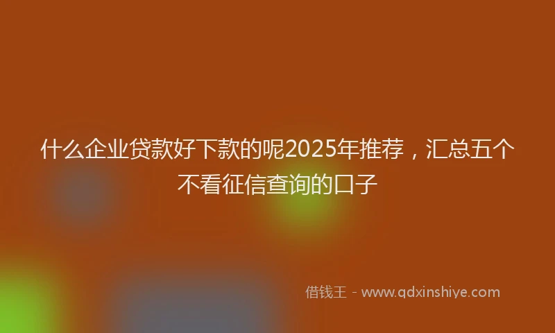 什么企业贷款好下款的呢2025年推荐，汇总五个不看征信查询的口子