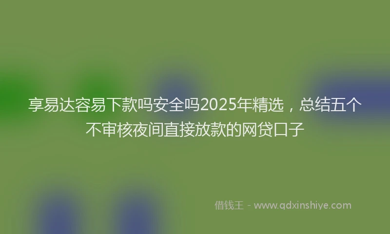 享易达容易下款吗安全吗2025年精选，总结五个不审核夜间直接放款的网贷口子