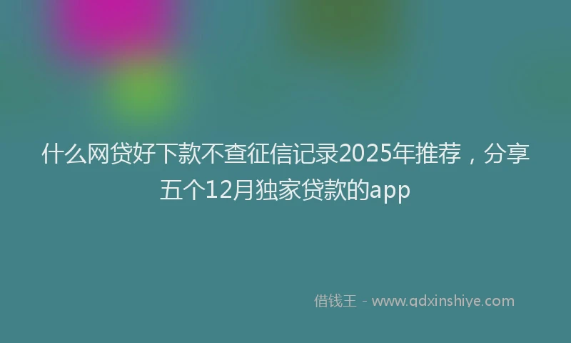 什么网贷好下款不查征信记录2025年推荐，分享五个12月独家贷款的app
