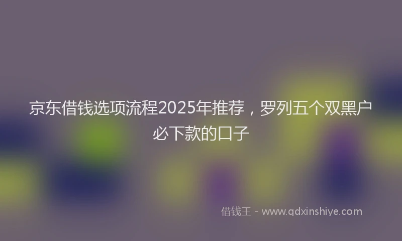 京东借钱选项流程2025年推荐，罗列五个双黑户必下款的口子